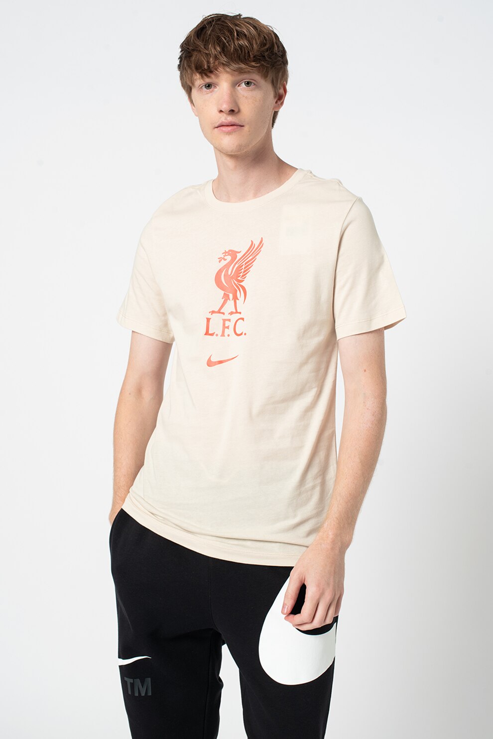 Nike, Tricou pentru fotbal Liverpool FC Club, Maro nisip/Roz neon