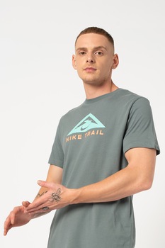Nike, Tricou cu tehnologie Dri-Fit, pentru alergare Trail, Gri/Turcoaz Nike, Tricou cu tehnologie Dri-Fit, pentru alergare Trail, Gri/Turcoaz