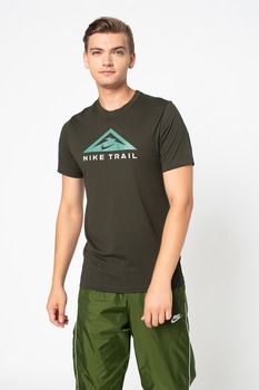 Nike, Tricou cu tehnologie Dri-Fit, pentru alergare Trail, Verde forest Nike, Tricou cu tehnologie Dri-Fit, pentru alergare Trail, Verde forest