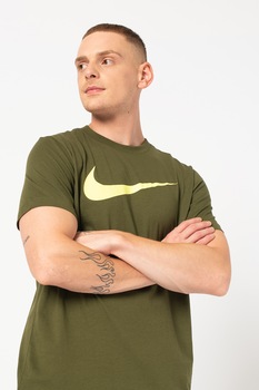 Nike, Tricou cu logo Icon Swoosh, Verde militar Nike, Tricou cu logo Icon Swoosh, Verde militar
