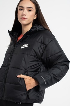 Nike, Geaca relaxed fit cu tehnologie Therma-fit si gluga, Negru Nike, Geaca relaxed fit cu tehnologie Therma-fit si gluga, Negru