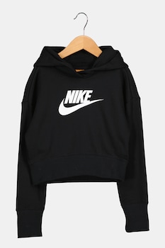 Nike - Къс суитшърт Sportswear Club с качулка и лого, Черен/Бял
