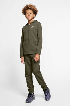 Nike, Trening cu gluga si fermoar Core, Verde militar Nike, Trening cu gluga si fermoar Core, Verde militar