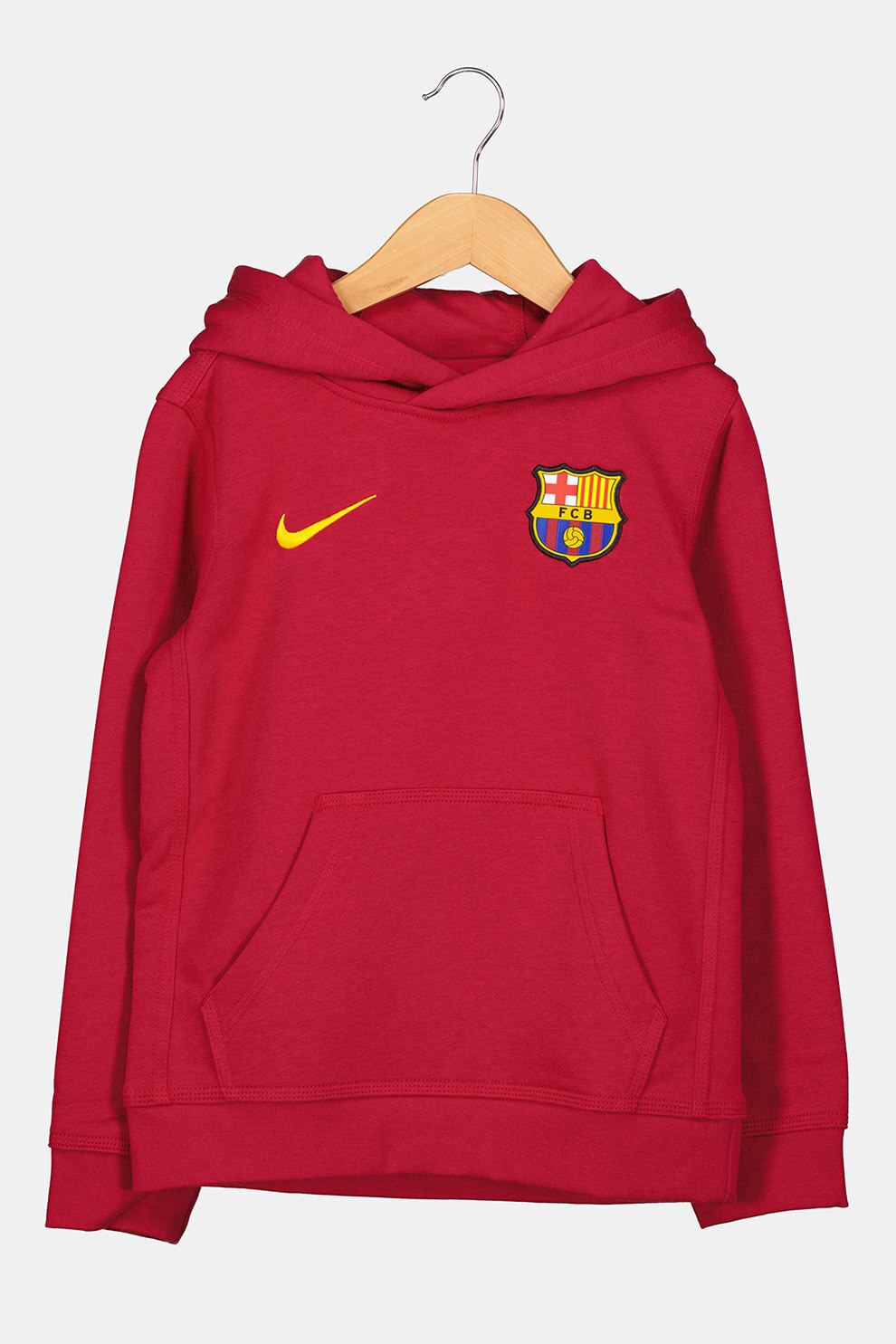 Nike, Hanorac din amestec de bumbac cu buzunar kangaroo, pentru fotbal FC Barcelona, Violet tyrian/Galben sofran