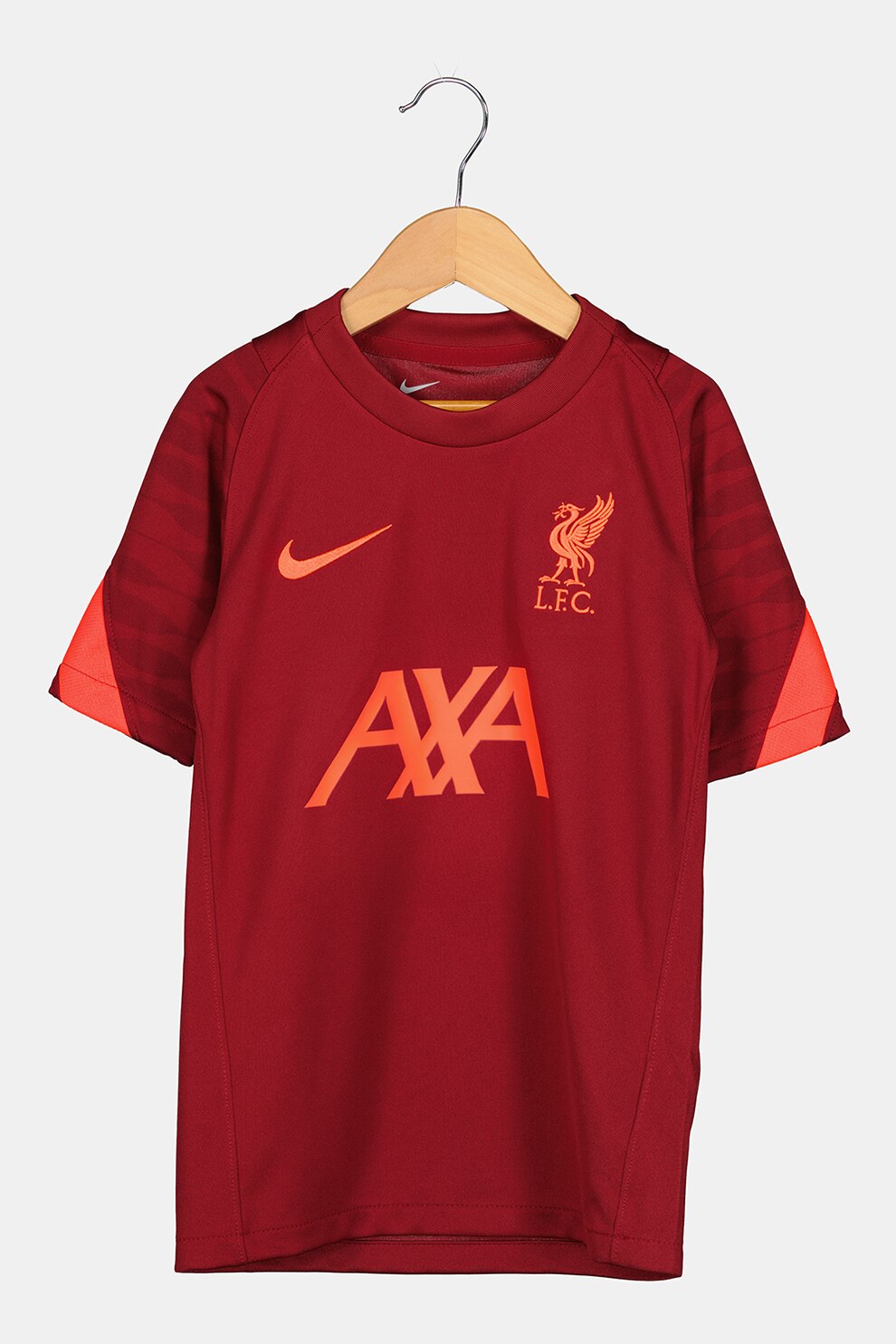 Nike, Tricou slim fit cu Dri-FIT si logo, pentru fotbal, Rosu Bordeaux/Oranj neon
