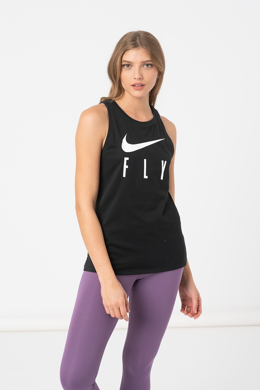 Nike, Top cu logo pentru baschet Swoosh, Negru