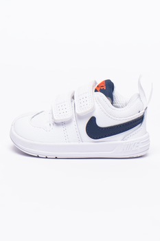 Nike, Pantofi sport cu velcro Pico 5, Alb/Bleumarin Nike, Pantofi sport cu velcro Pico 5, Alb/Bleumarin