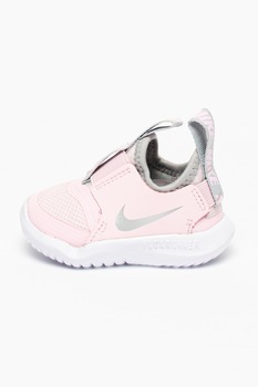 Nike, Pantofi sport slip-on cu insertii de piele Flex Runner, Roz pastel/Gri Nike, Pantofi sport slip-on cu insertii de piele Flex Runner, Roz pastel/Gri