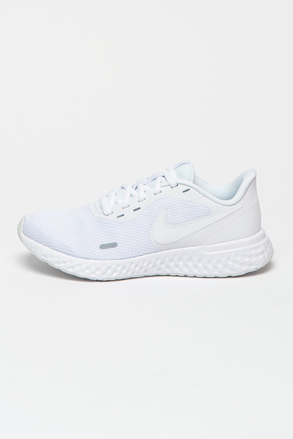 Nike, Pantofi din material textil cu insertii din material sintetic pentru alergare Revolution 5, Alb/Albastru pastel