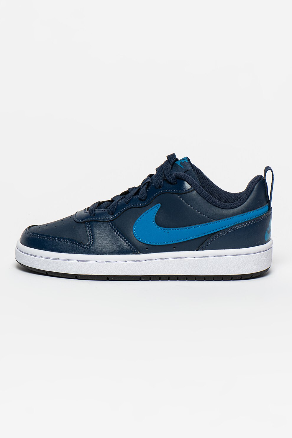 Nike, Pantofi sport cu insertii de piele Court Borough Low 2, Bleumarin inchis