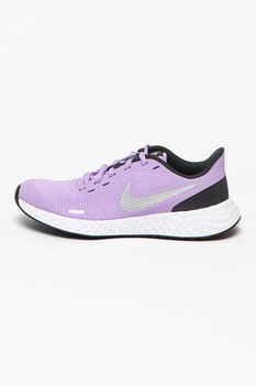 Nike, Pantofi cu imprimeu logo pentru alergare Revolution 5, Violet deschis/negru/argintiu Nike, Pantofi cu imprimeu logo pentru alergare Revolution 5, Violet deschis/negru/argintiu