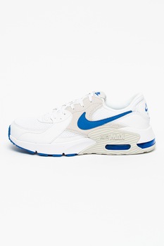 Nike, Pantofi sport cu insertii de piele intoarsa Air Max Excee, alb optic, grej, albastru royal