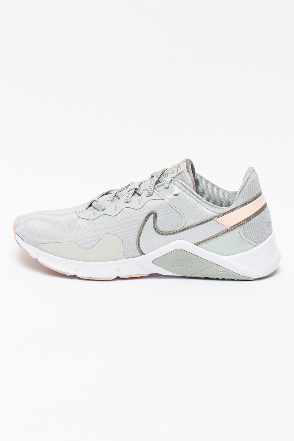 Nike, Pantofi low-cut cu logo, pentru antrenament Legend Essential, Gri/Roz piersica