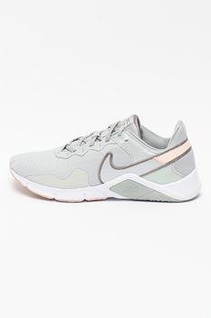 Nike, Pantofi low-cut cu logo, pentru antrenament Legend Essential, Gri/Roz piersica Nike, Pantofi low-cut cu logo, pentru antrenament Legend Essential, Gri/Roz piersica