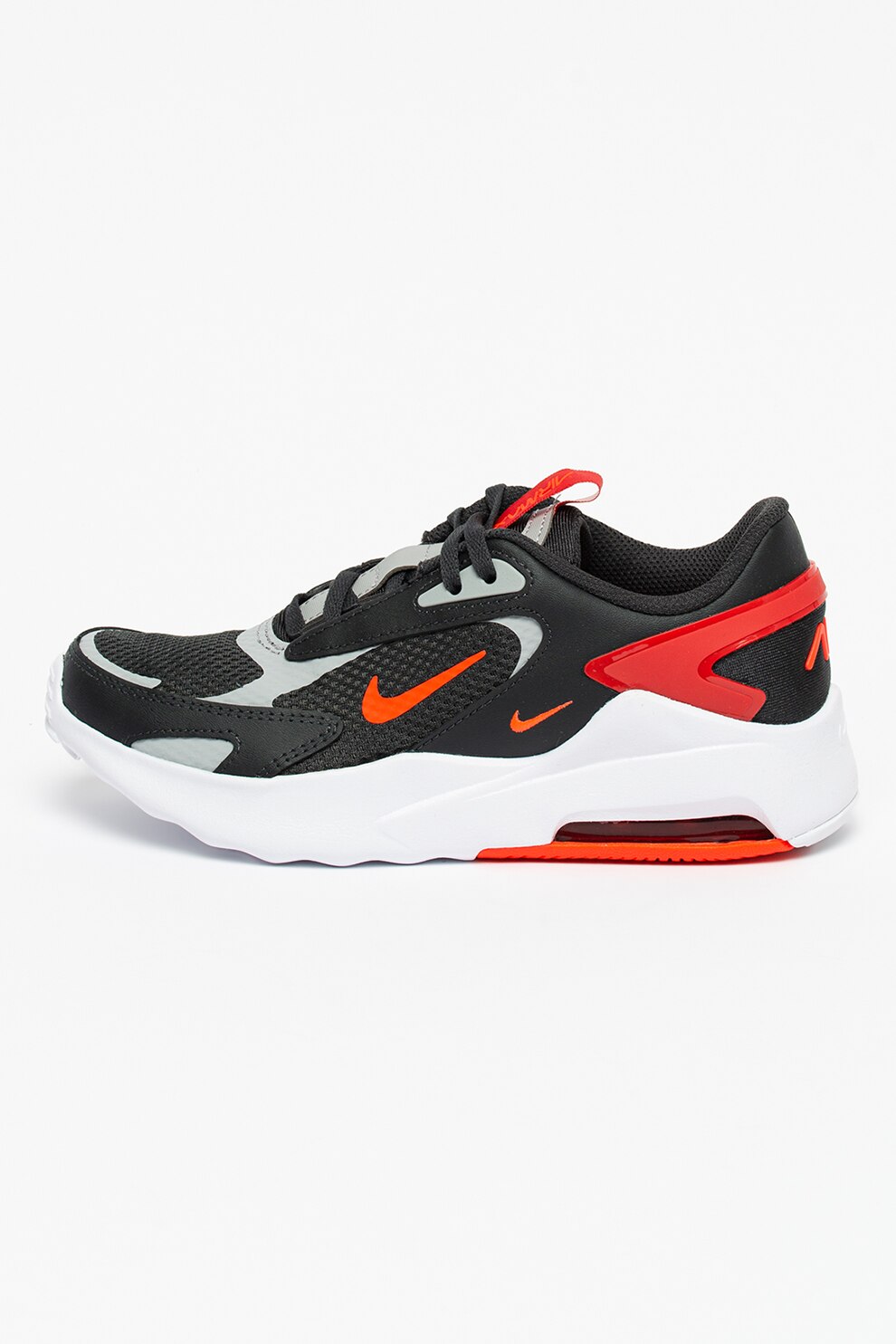 Nike, Pantofi sport low-top de piele si plasa Air Max Bolt, Negru/gri/rosu inchis
