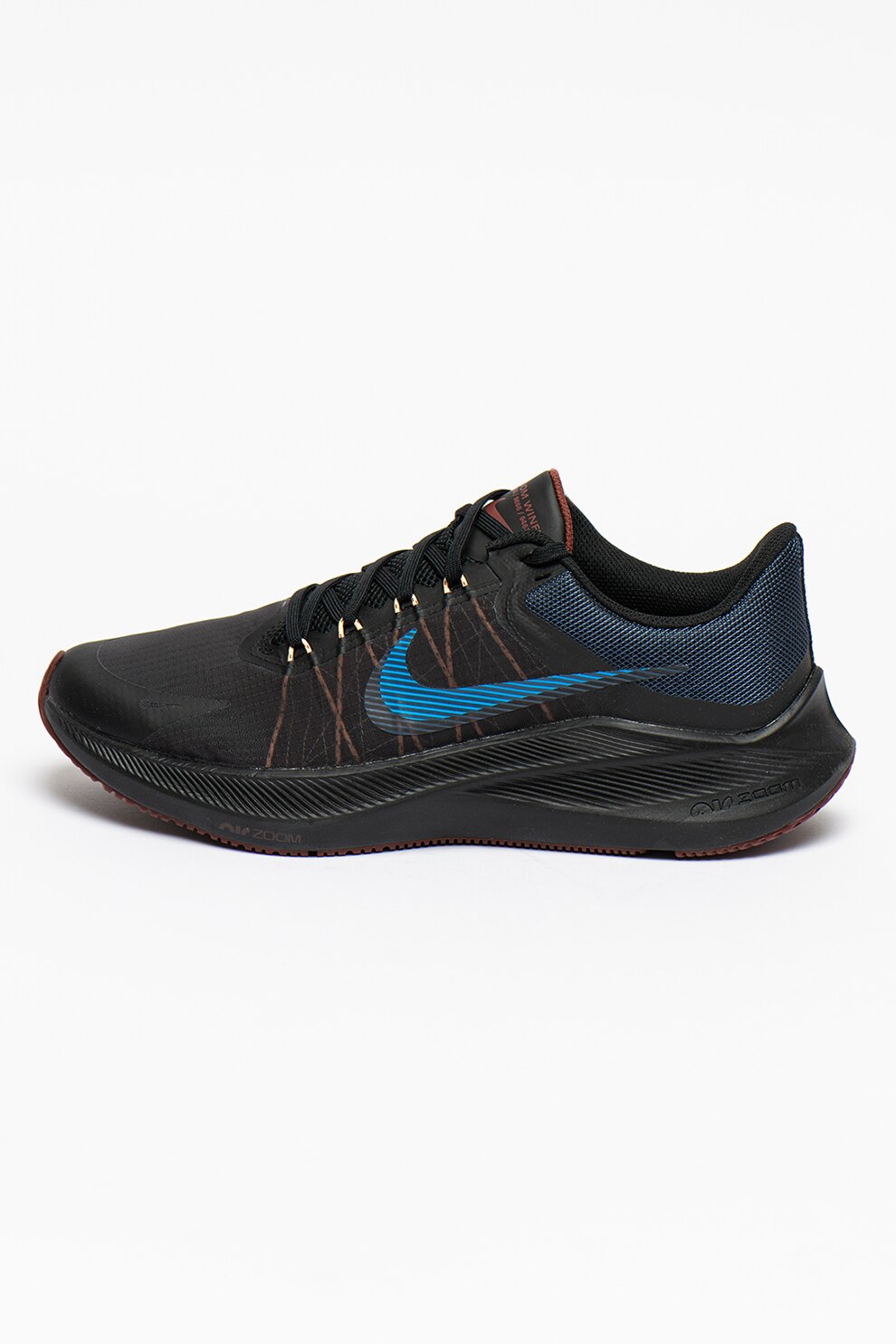Nike, Pantofi low-top pentru alergare Zoom Winflo 8, Negru/roz piersica/albastru