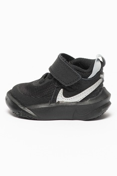Nike, Pantofi sport din plasa cu garnituri din piele intoarsa Team Hustle, Negru/Gri Nike, Pantofi sport din plasa cu garnituri din piele intoarsa Team Hustle, Negru/Gri