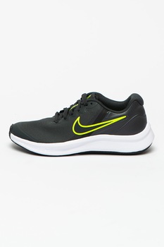 Nike, Pantofi pentru alergare cu logo Star Runner 3, Negru/Verde electric Nike, Pantofi pentru alergare cu logo Star Runner 3, Negru/Verde electric