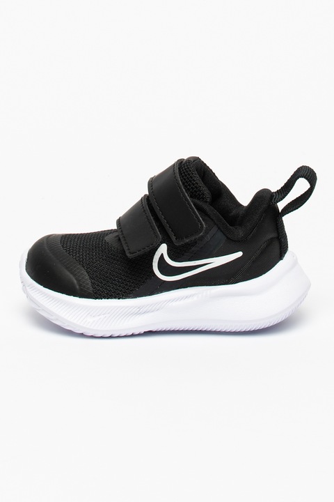 Nike, Pantofi sport cu velcro StarRunner]3, Alb/Negru