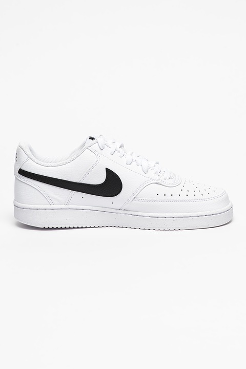 Nike, Pantofi sport de piele ecologica Court Vision Low Next Nature, Alb/Negru