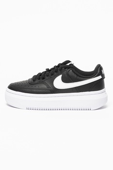 Nike, Pantofi sport de piele si piele ecologica Nike Court Vision Alta, Negru/Alb Nike, Pantofi sport de piele si piele ecologica Nike Court Vision Alta, Negru/Alb