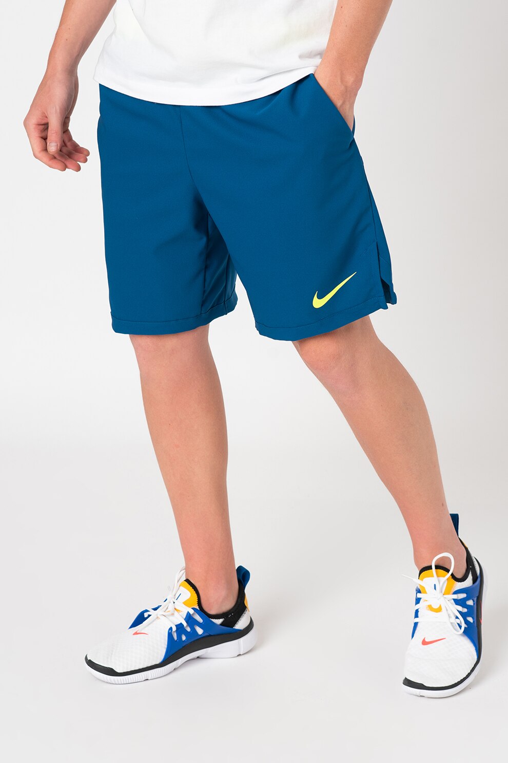 Nike, Pantaloni scurti pentru antrenament Pro Flex Vent, Albastru petrol/Verde neon