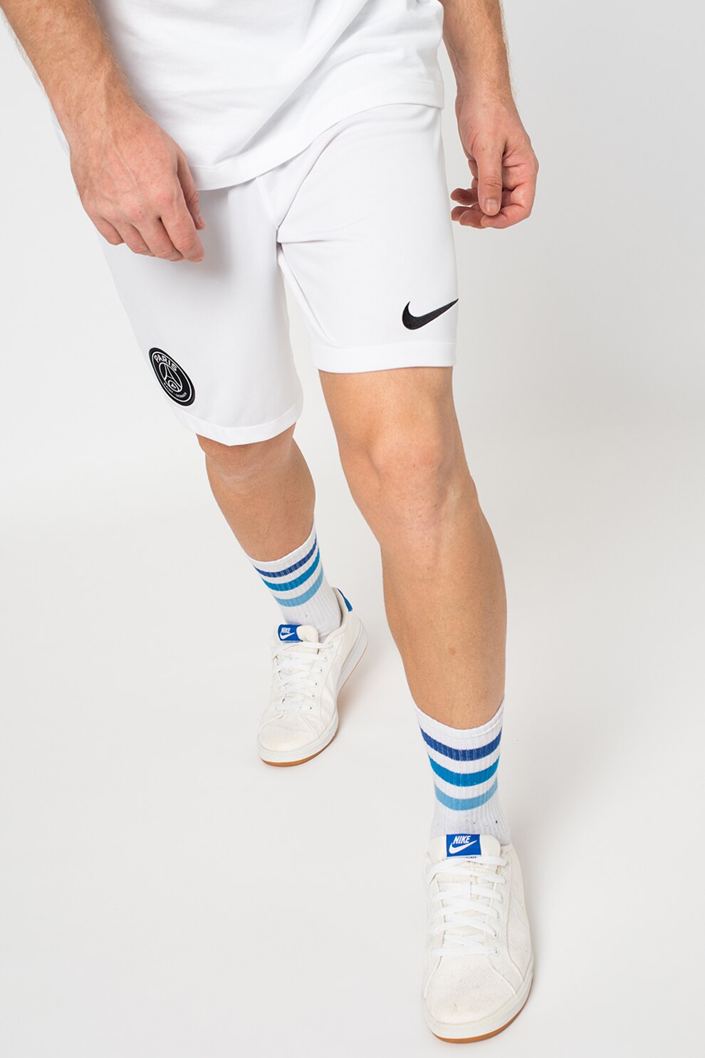 Nike, Pantaloni scurti slim fit cu detaliu logo, pentru fotbal, Alb, M