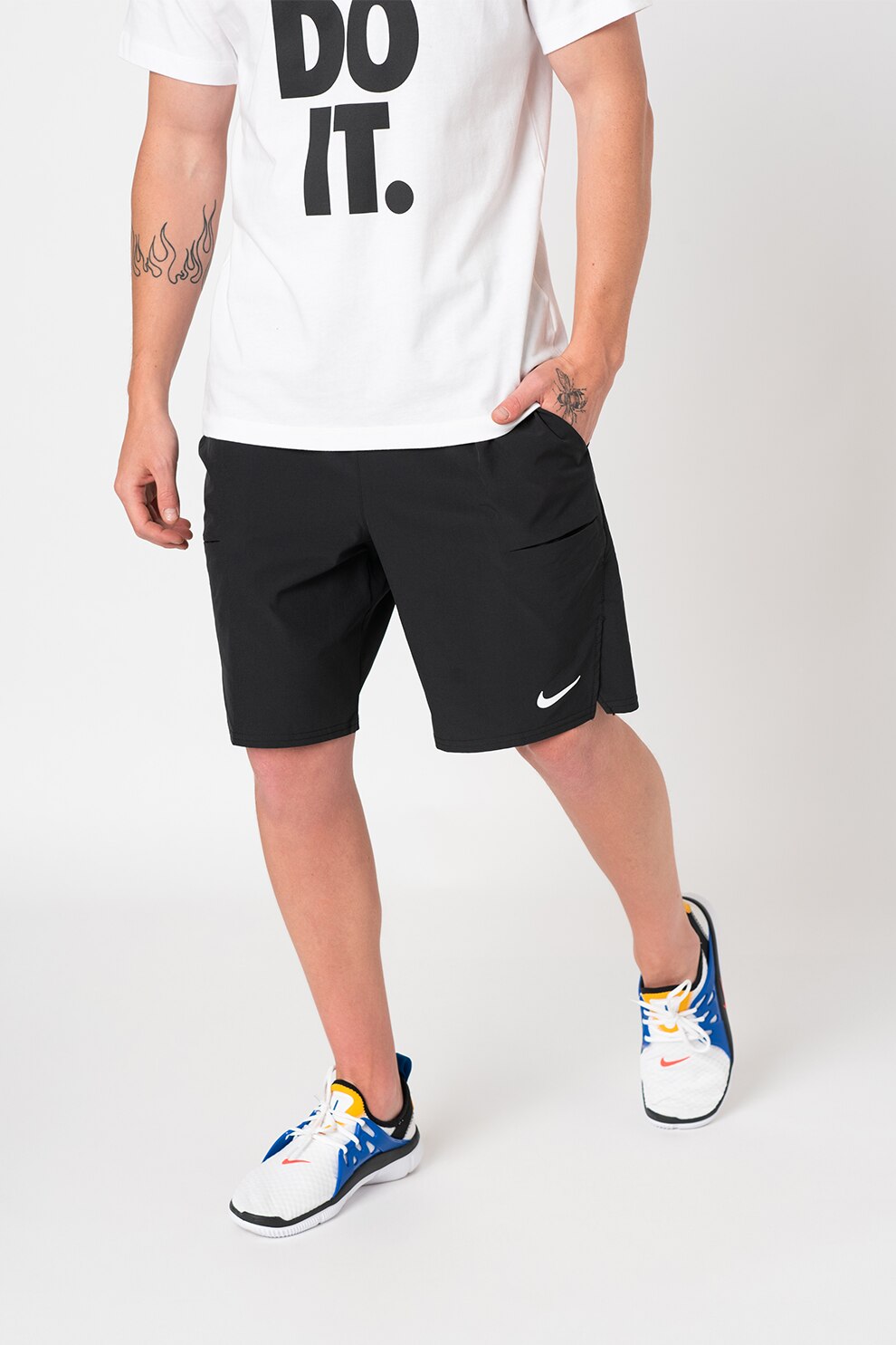 Nike, Bermude pentru tenis, Negru/Alb, XS