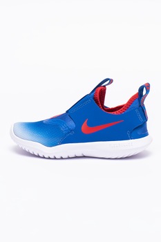 Nike, Pantofi sport slip-on cu garnituri de piele Flex Runner, Albastru/Rosu Nike, Pantofi sport slip-on cu garnituri de piele Flex Runner, Albastru/Rosu