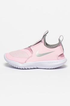 Nike, Pantofi sport slip-on cu garnituri de piele Flex Runner, Roz pastel Nike, Pantofi sport slip-on cu garnituri de piele Flex Runner, Roz pastel