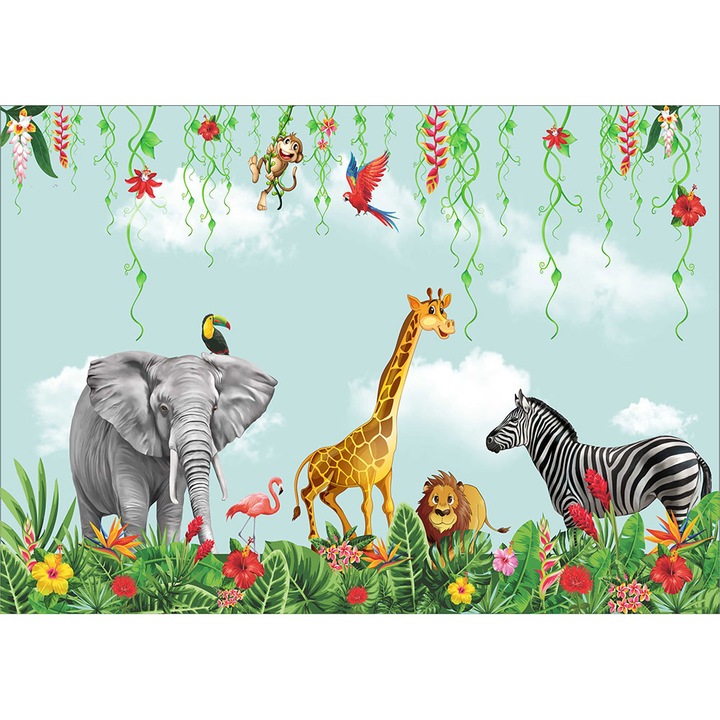 Fototapet copii Savana Albastra, autoadeziv, multicolor, 250 x 400 cm