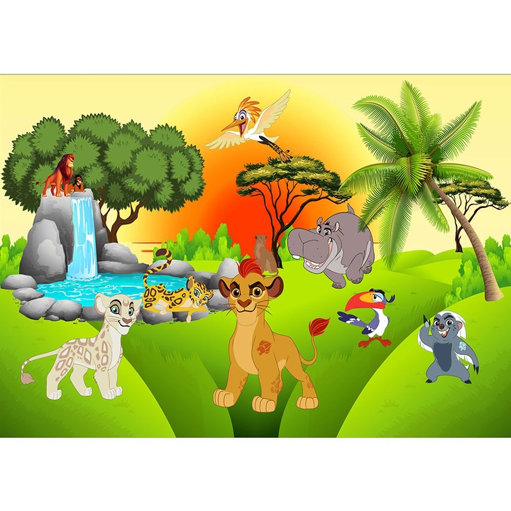 Fototapet copii Apus cu Garda Felina, autoadeziv, multicolor, 200 x 300 cm