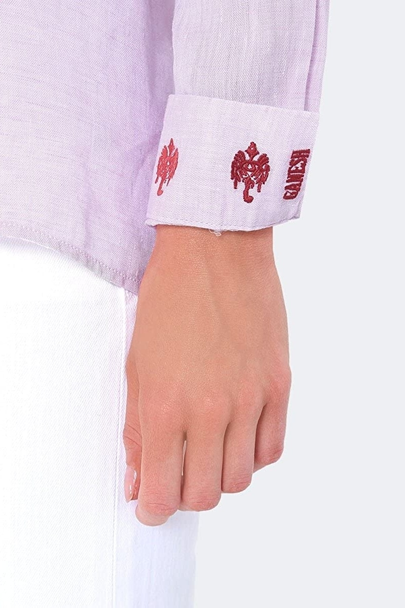 Camasa din In, Ganesh, A7250W Lila melange, 4 - eMAG.ro