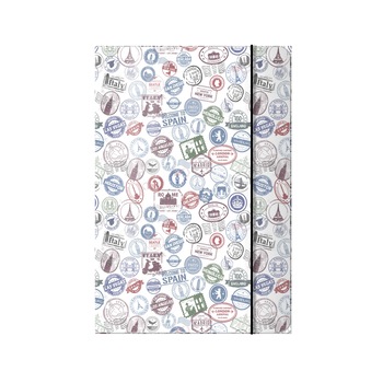 Mapa A4 carton plastifiat lucios, cu elastic,Travel Stamps Mapa A4 carton plastifiat lucios, cu elastic,Travel Stamps