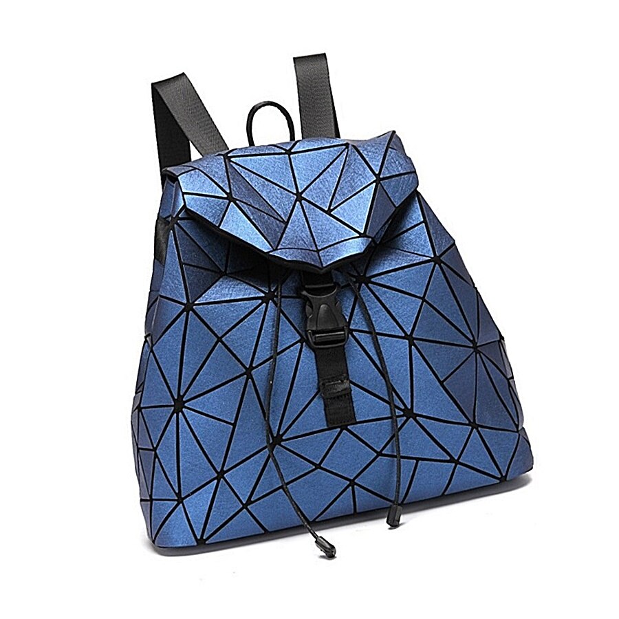 Rucsac dama geometric si luminos AliamarStore AS-1522, Albastru, 32 x 40 cm