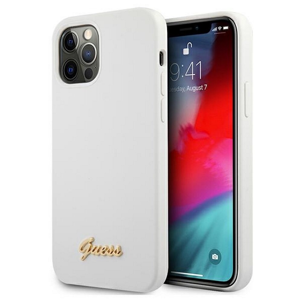 Husa de protectie Guess pentru Apple iPhone 12, Silicon, Alb