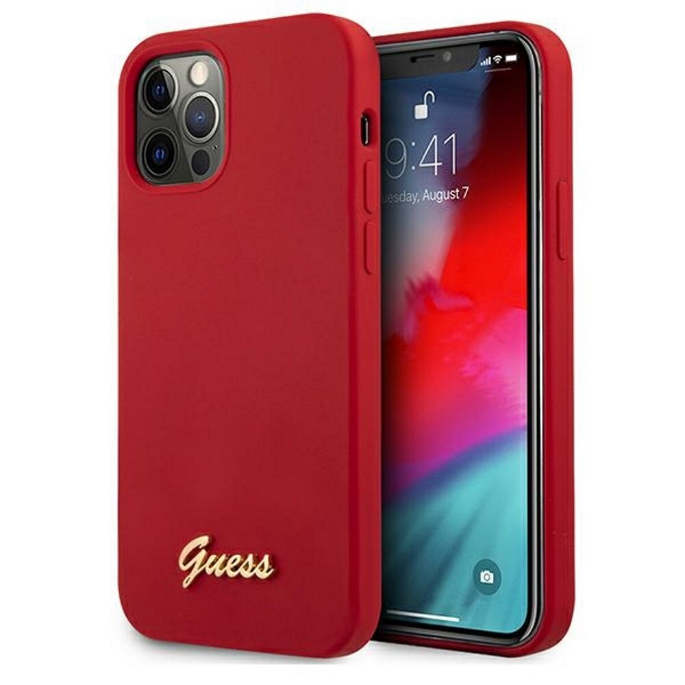 Husa de protectie Guess pentru Apple iPhone 12, Silicon, Rosu