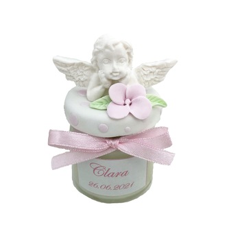 Set marturii pentru botez lumanare din ceara de soia, Ingeras, 10 bucati Set marturii pentru botez lumanare din ceara de soia, Ingeras, 10 bucati