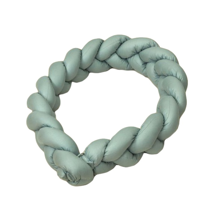 Aparatoare laterala pat Bumper impletit, Cu inchidere velcro, Bumbac, Pure Salvia, 210X21 cm