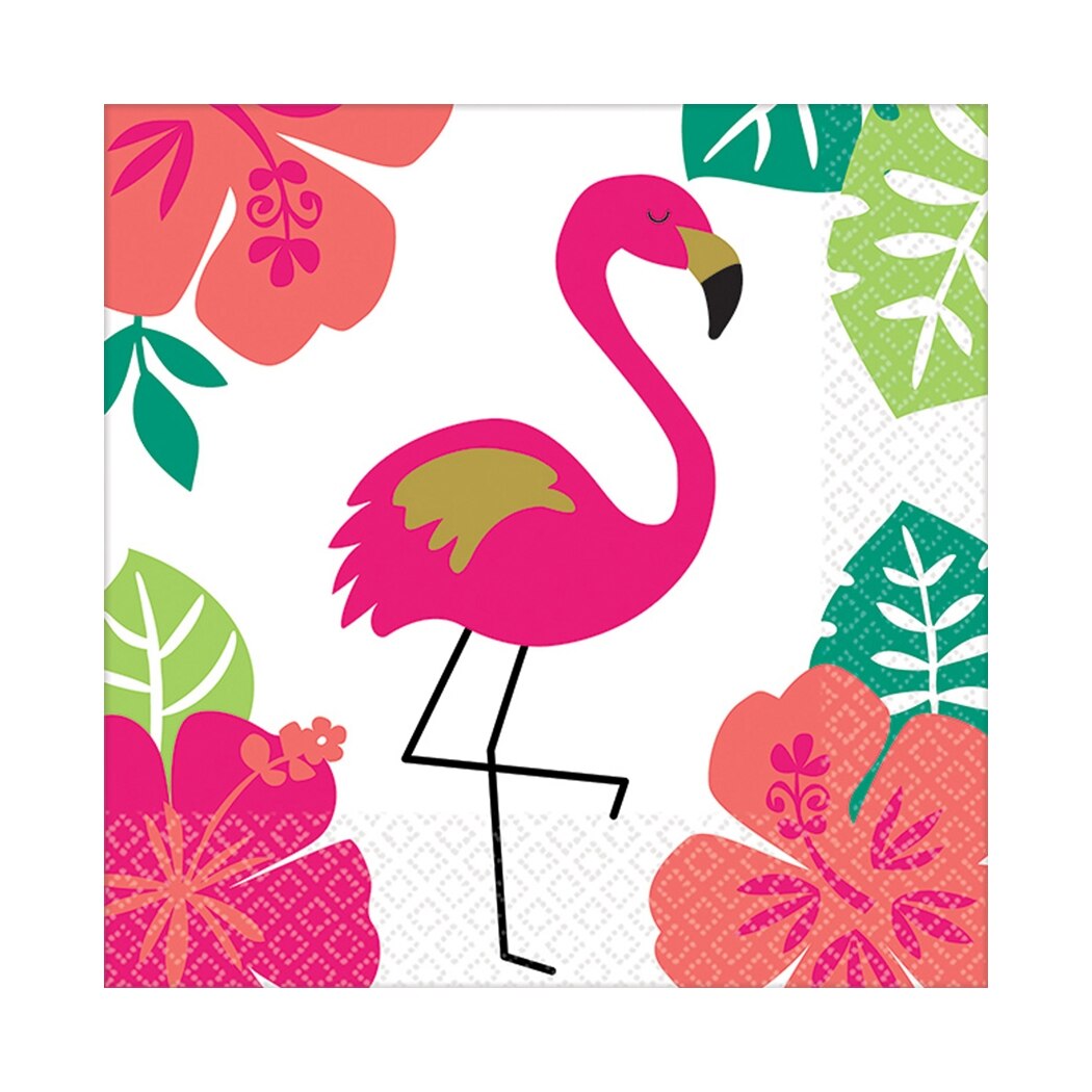 Set 16 Servetele Flamingo, Multicolor, 25x25 cm