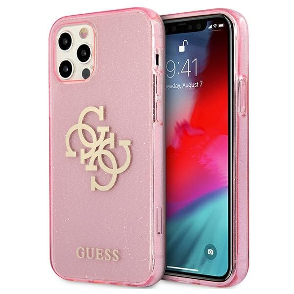 Husa pentru iPhone 12 Pro max Guess Glitter 4G Big Logo pink