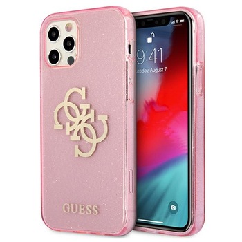 Husa pentru iPhone 12 Pro max Guess Glitter 4G Big Logo pink Husa pentru iPhone 12 Pro max Guess Glitter 4G Big Logo pink