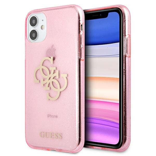 Husa pentru iPhone 11 Guess Glitter 4G Big Logo pink