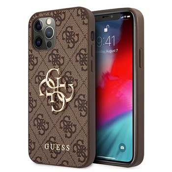 Husa pentru iPhone 12 / 12 Pro Guess 4G Big Metal Logo brown Husa pentru iPhone 12 / 12 Pro Guess 4G Big Metal Logo brown
