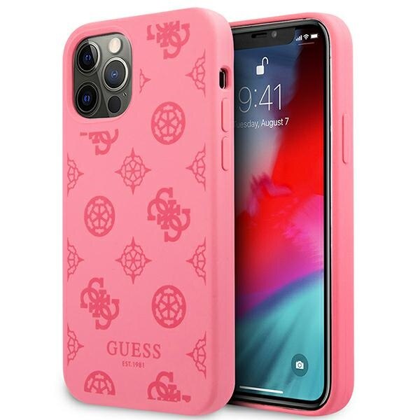 Husa pentru iPhone 12 / 12 Pro Guess 4G Peony Collection fucsia
