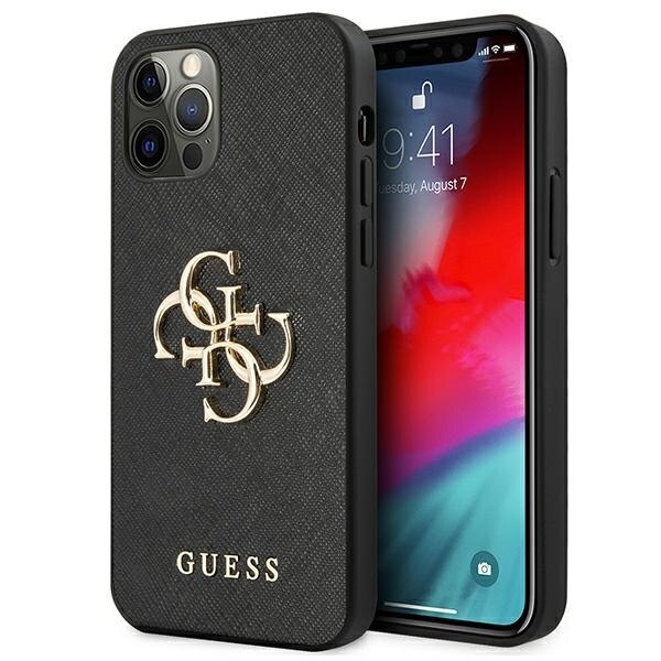 Husa pentru iPhone 12 Pro Max Guess Saffiano 4G Metal Logo black