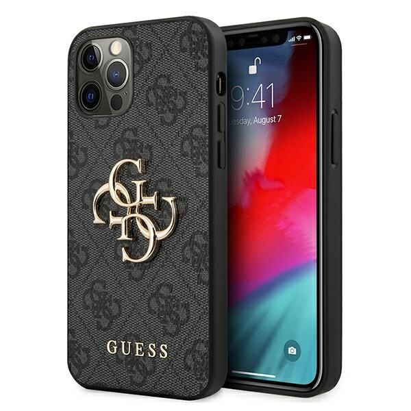 Husa pentru iPhone 12 / 12 Pro Guess 4G Big Metal Logo grey