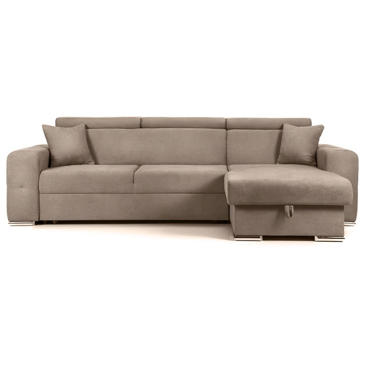 Coltar Extensibil BELLAGIO, 280x170x100 cm, cu tetiere reglabile si lada de depozitare, sezlong interschimbabil, Bej