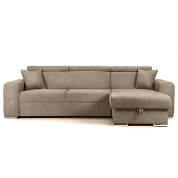 Coltar Extensibil BELLAGIO, sezlong interschimbabil, cu lada de depozitare, cu tetiere, 280x170x100 cm - Bej Coltar Extensibil BELLAGIO, sezlong interschimbabil, cu lada de depozitare, cu tetiere, 280x170x100 cm - Bej