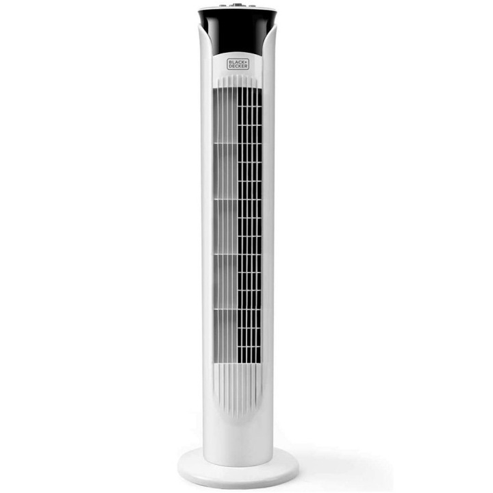 Вентилатор кула Black & Decker BXEFT47E, Таймер, 3 степени, H 81 см, Бял